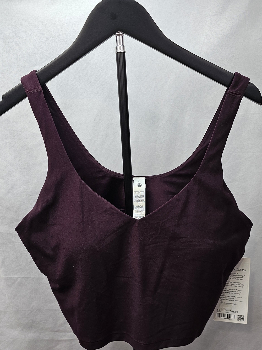 Lululemon Align Tank Top Size 14 NWT Black Plum Deep Purple Nulu Crop